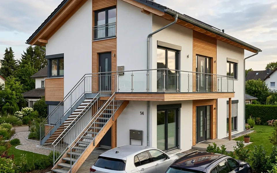Zweifamilienhaus mit zwei Vollgeschossen, zwei Eingängen und Außentreppe – je Etage eine Wohnung 2026 Zweifamilienhaus mit zwei Vollgeschossen, zwei Eingängen und Außentreppe – je Etage eine Wohnung 2026