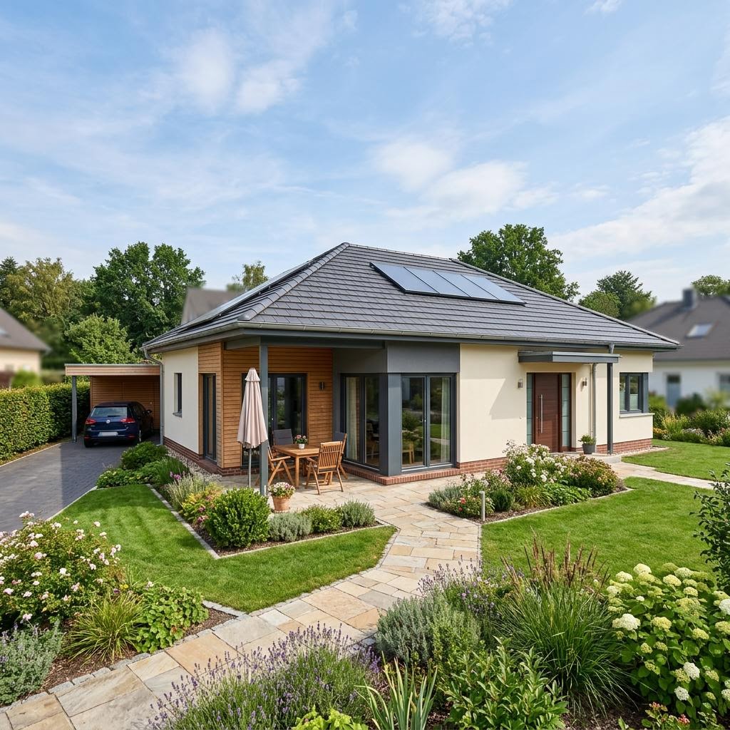 Bungalow Mailand 108 von Roth-Massivhaus — ebenerdiges Massivhaus mit Walmdach