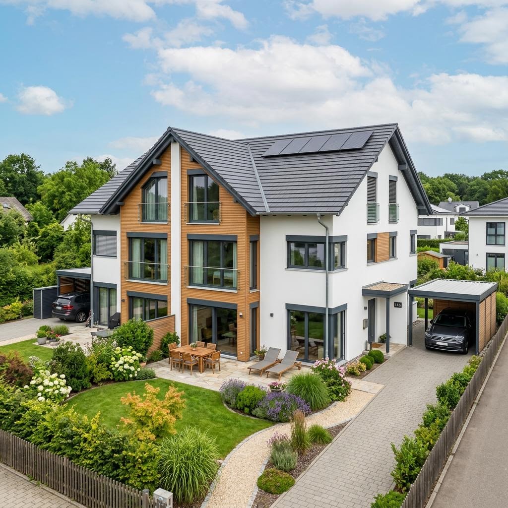 Doppelhaus Duo Vio 128 von Kern-Haus — Massivhaus mit Satteldach und 128 m²