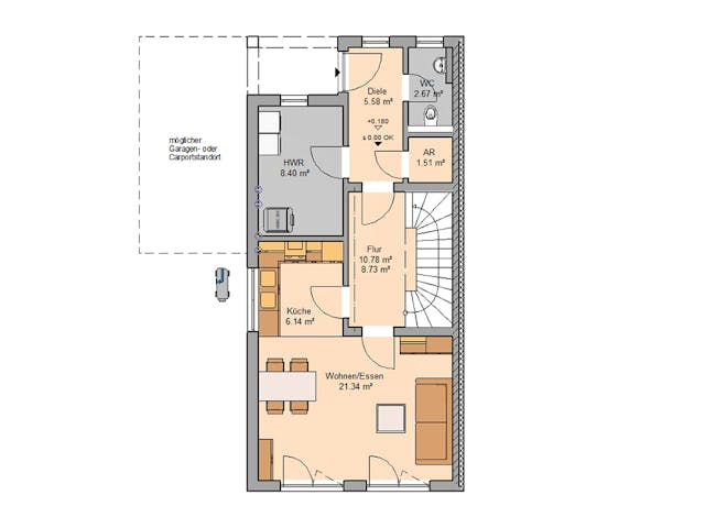 Grundriss Doppelhaus Linus von Kern-Haus — 110 m², 4 Zimmer