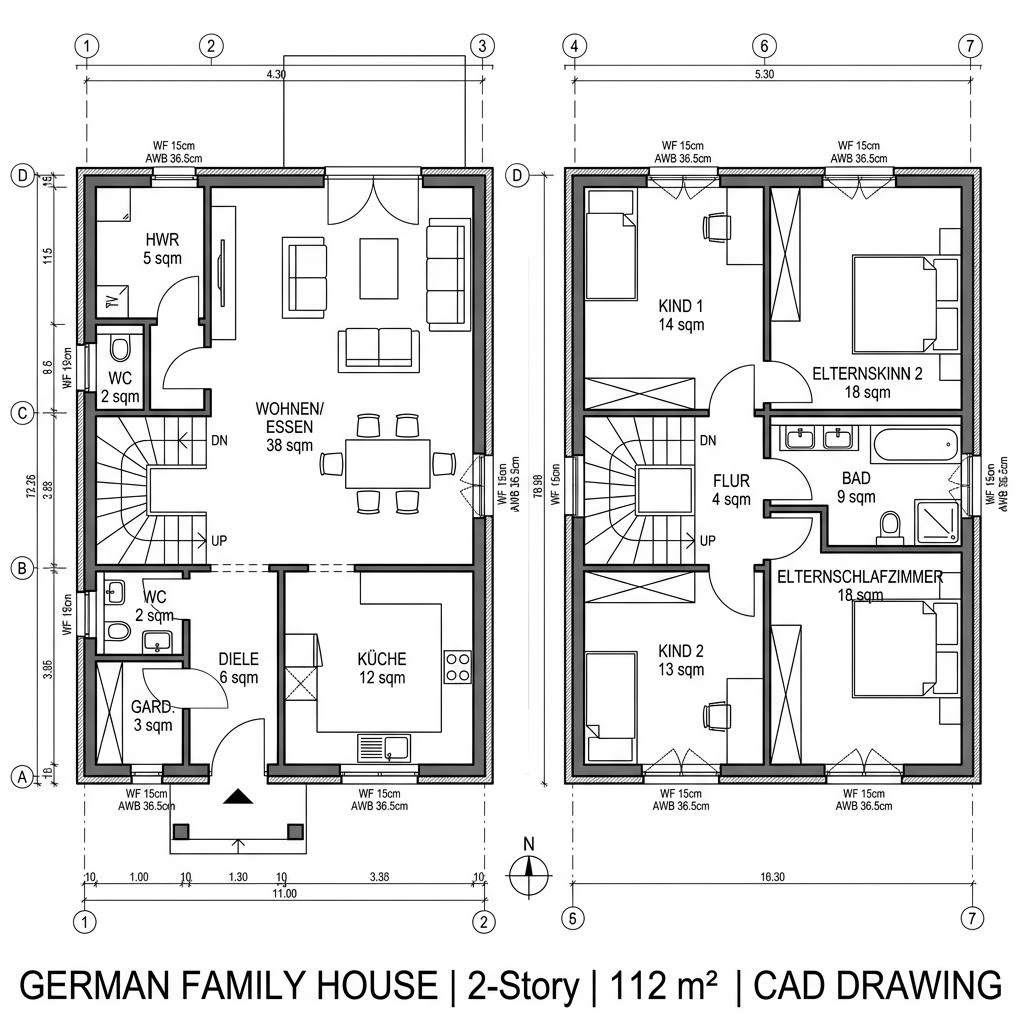 Grundriss Doppelhaus Stuttgart – 112 m² Doppelhaus mit 4 Zimmern