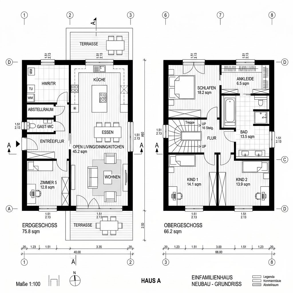 Grundriss EVOLUTION 142 V4 von Baudirekt Architektenhäuser — 142 m², 5 Zimmer