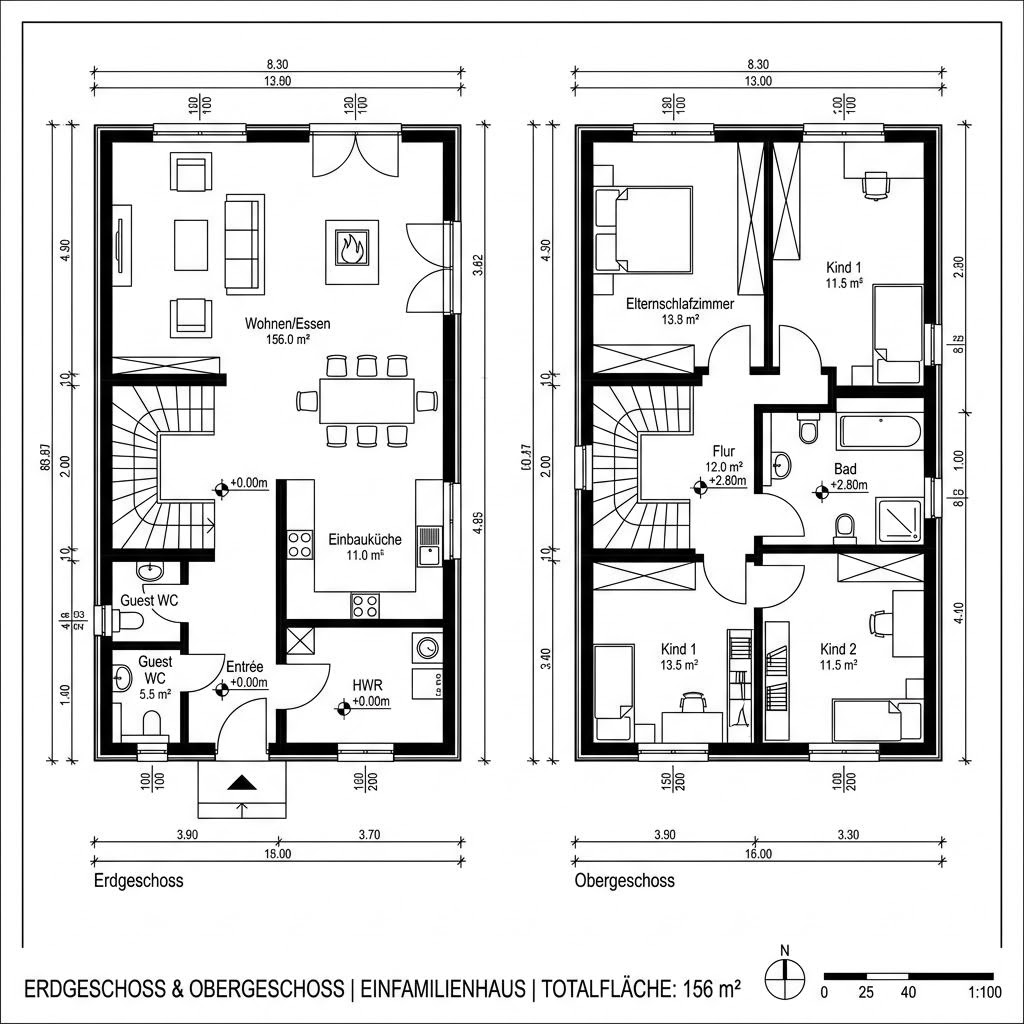 Grundriss Medley 3.0 500 – 156 m² Einfamilienhaus mit 6 Zimmern