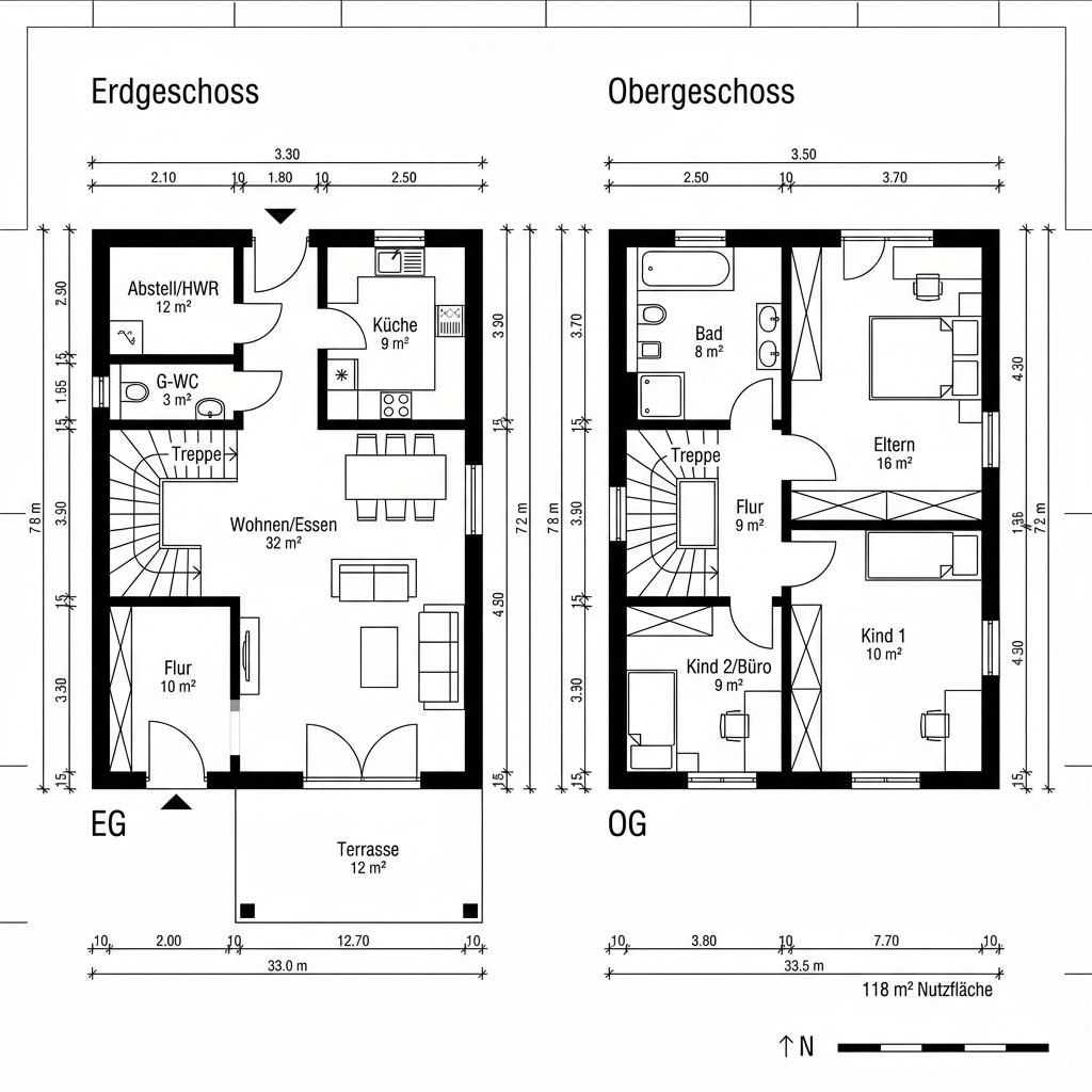 Grundriss Quera 118 von Heinz von Heiden — 118 m², 4 Zimmer