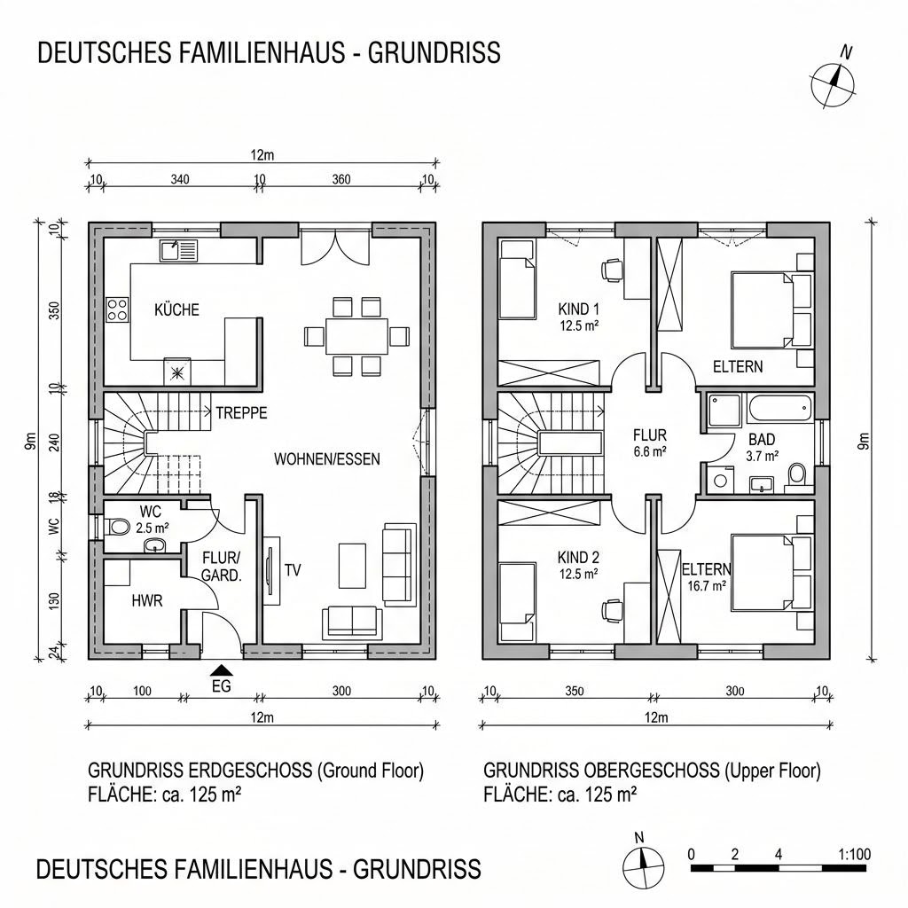 Grundriss Aura 125 von HELMA Eigenheimbau — 125 m², 4 Zimmer