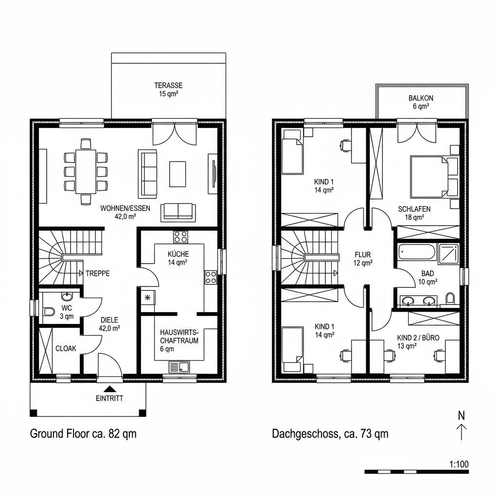 Grundriss Lifestyle 155 – 155 m² Einfamilienhaus mit 5 Zimmern