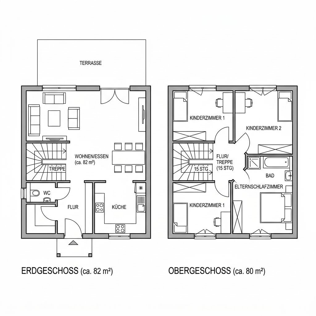 Grundriss Ziegelmassiv-Familienhaus 162 von Rötzer Ziegel-Element-Haus — 162 m², 6 Zimmer