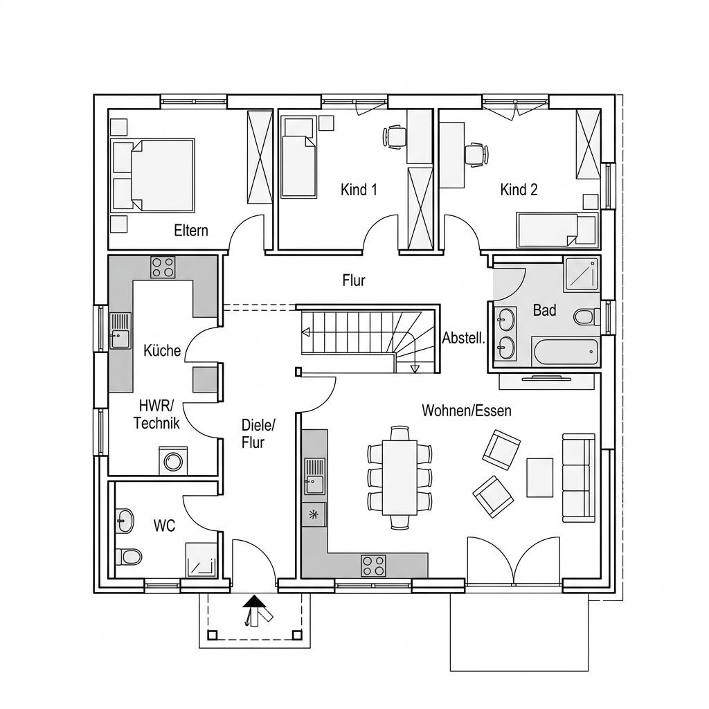 Grundriss Flair 125 von Town & Country Haus Deutschland — 125 m², 5 Zimmer