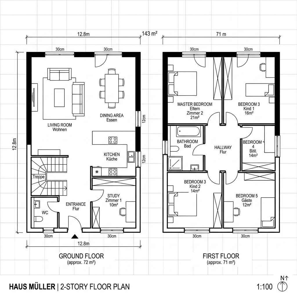 Grundriss Edition 425 von Viebrockhaus — 143 m², 5 Zimmer