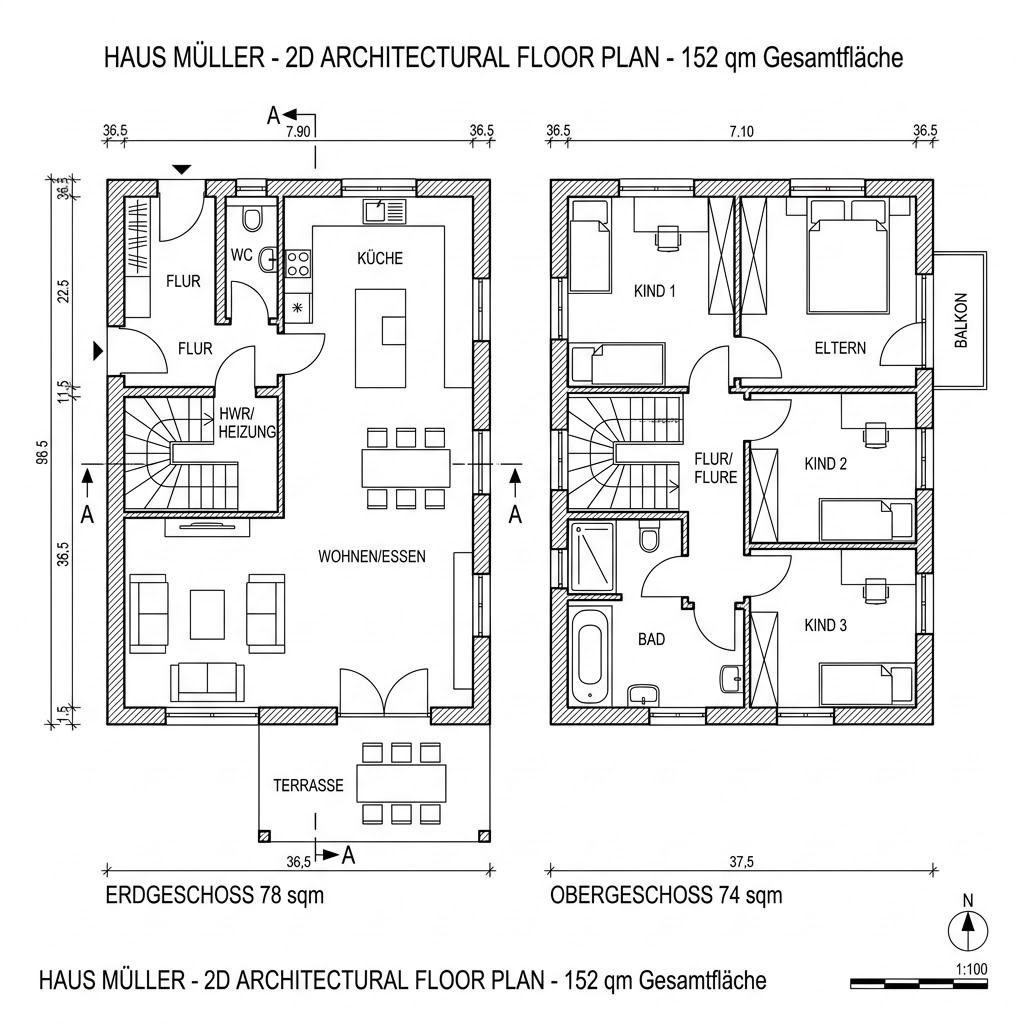 Grundriss Maxime 500 – 152 m² Einfamilienhaus mit 5 Zimmern