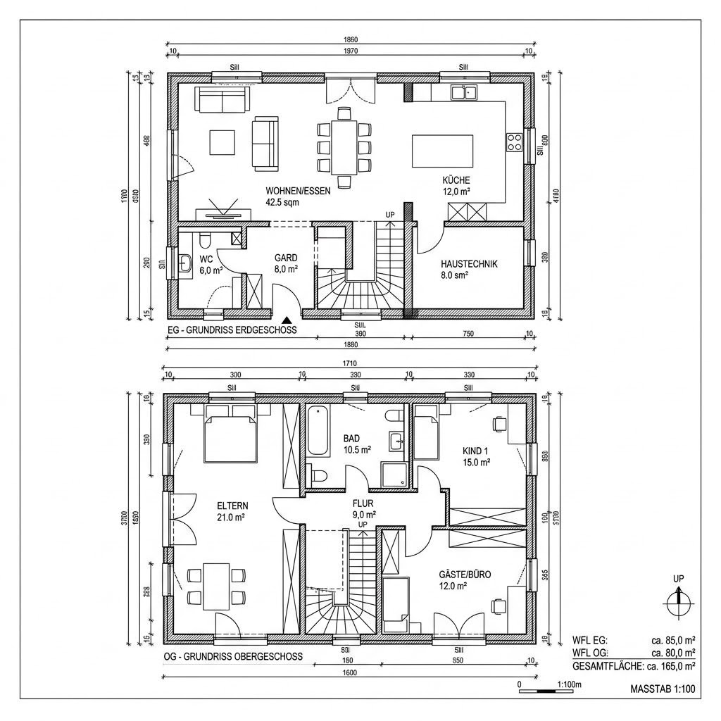 Grundriss Maxime 600 – 165 m² Einfamilienhaus mit 6 Zimmern