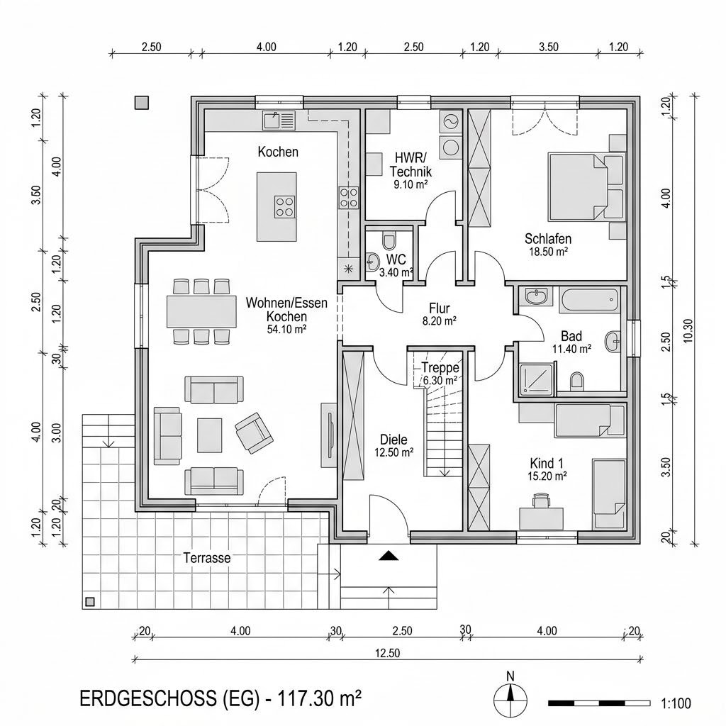 Grundriss Familia 215 – 215 m² Mehrgenerationenhaus mit 8 Zimmern