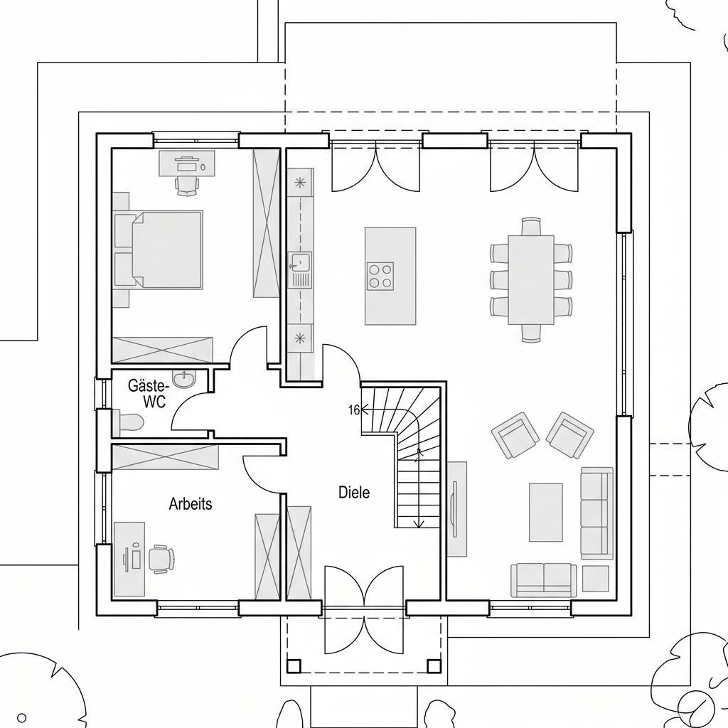 Grundriss Stadtvilla Arcus 150 – 149 m² Stadtvilla mit 5 Zimmern
