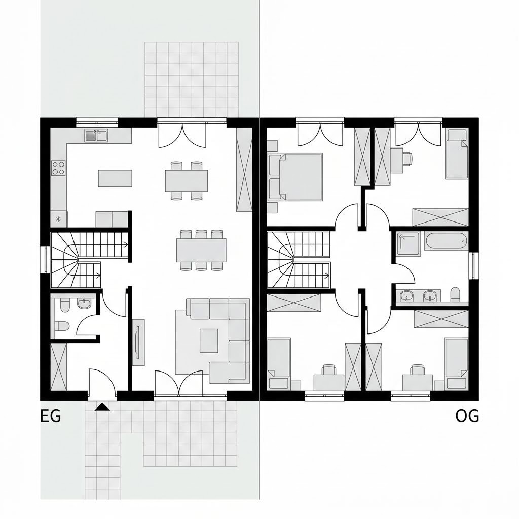 Grundriss Doppelhaushälfte Duo D126 – 126 m² Doppelhaushälfte mit 5 Zimmern