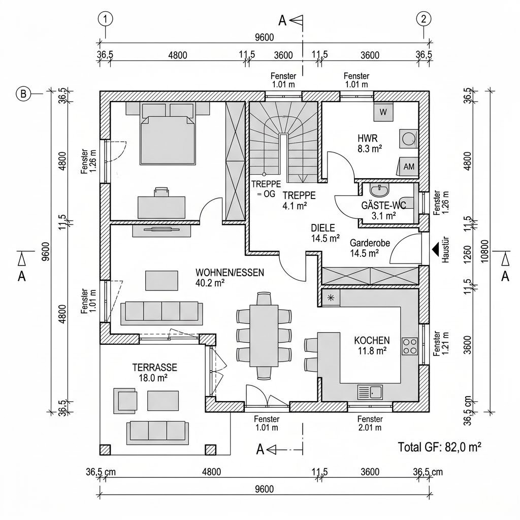Grundriss Signum VP 142 – 142 m² Einfamilienhaus mit 5 Zimmern