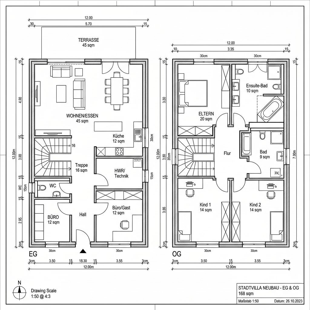 Grundriss CELEBRATION 168 V6 XL – 168 m² Stadtvilla mit 6 Zimmern