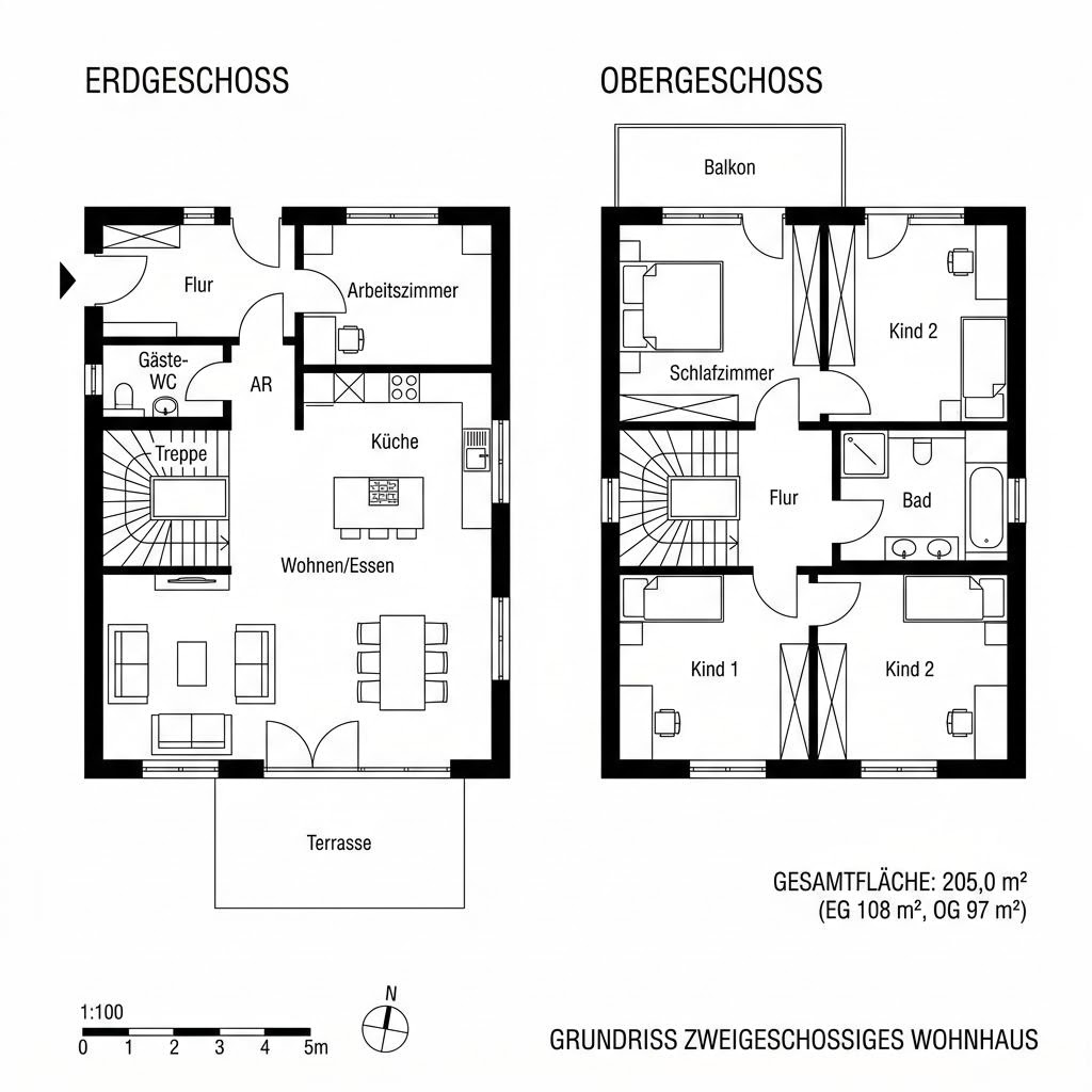 Grundriss Maxime 1000 – 205 m² Stadtvilla mit 7 Zimmern