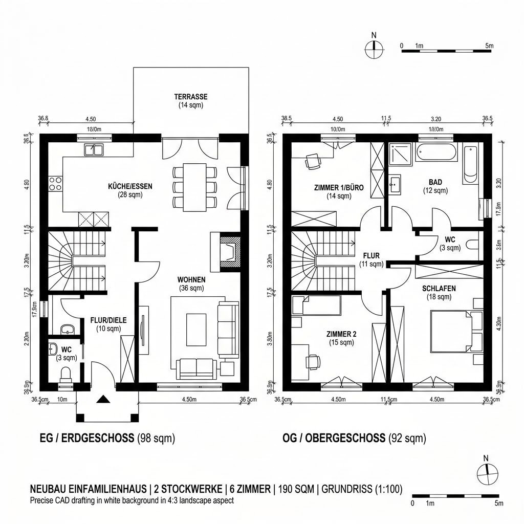 Grundriss Maxime 900 – 190 m² Stadtvilla mit 6 Zimmern