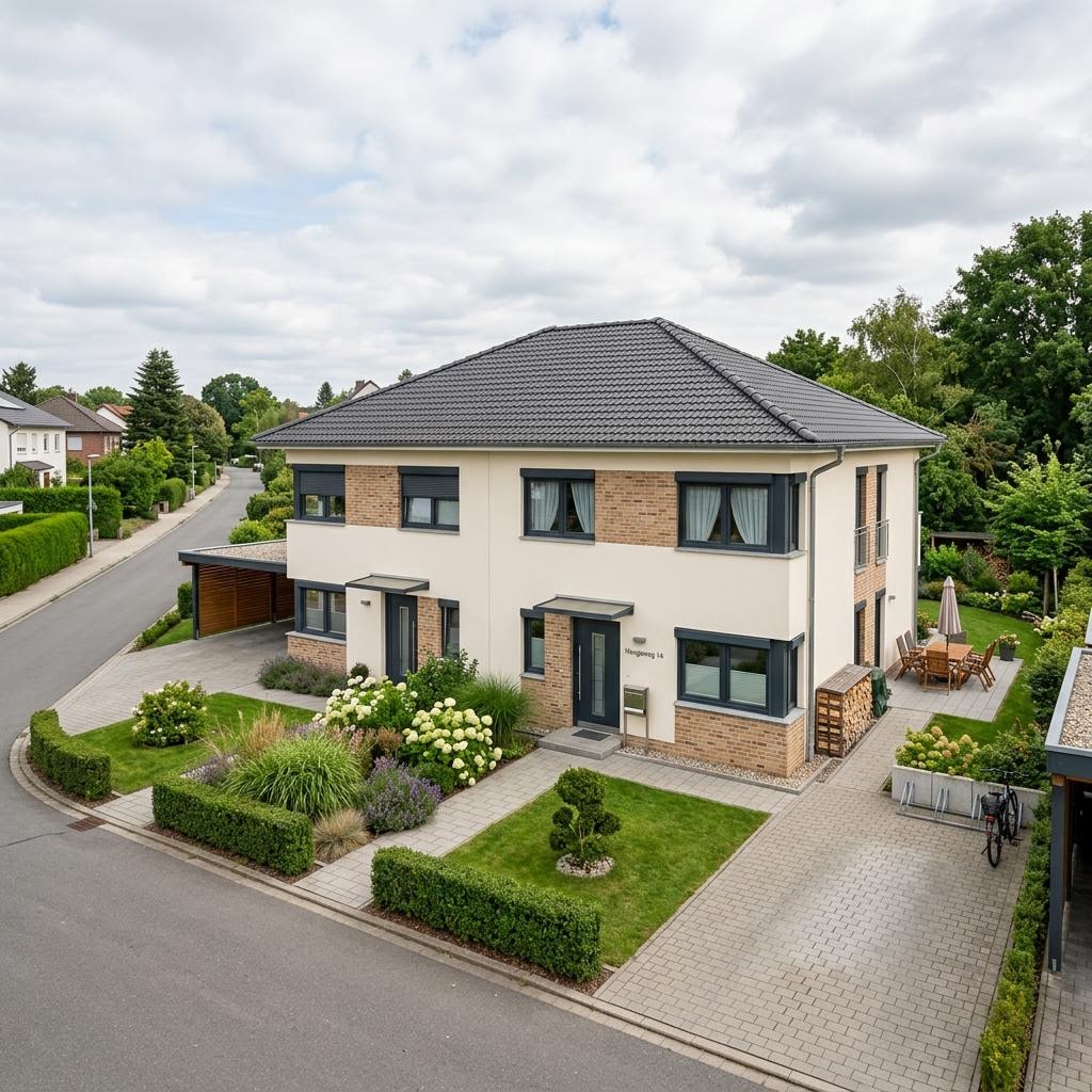 Doppelhaushälfte Doppelhaus Weimar von Town & Country Haus Deutschland — Walmdach, 124 m² für schmale Grundstücke