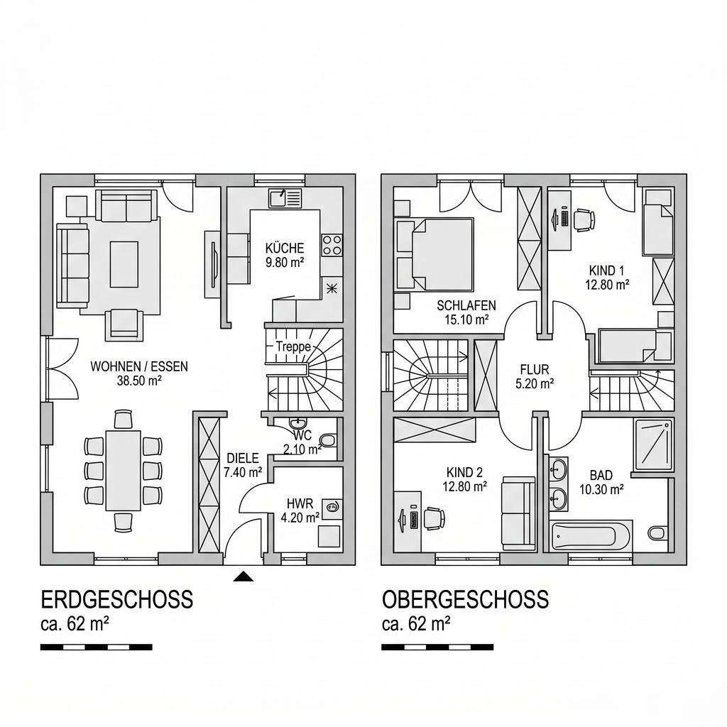 Grundriss Flair Behagen 124 – 124 m² Einfamilienhaus mit 4 Zimmern