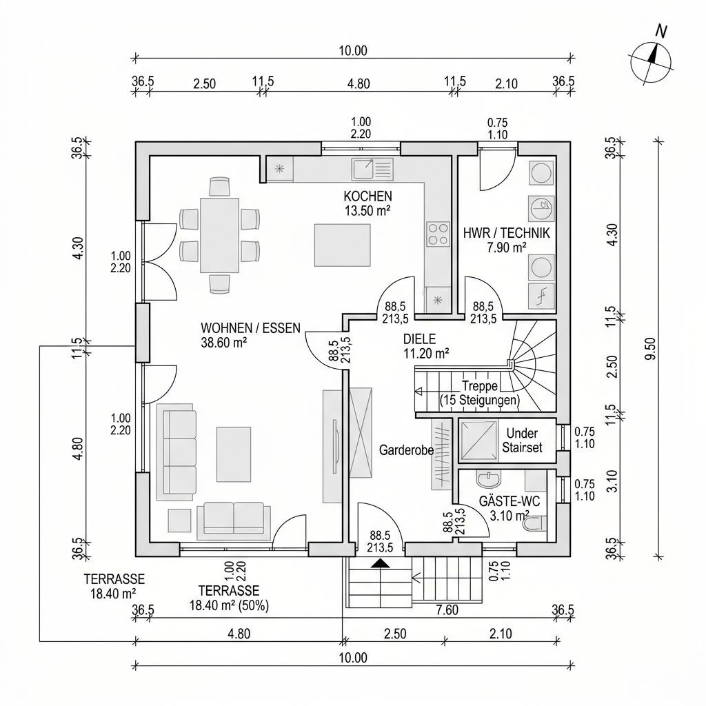 Grundriss Flair Zelt 113 – 113 m² Stadtvilla mit 4 Zimmern